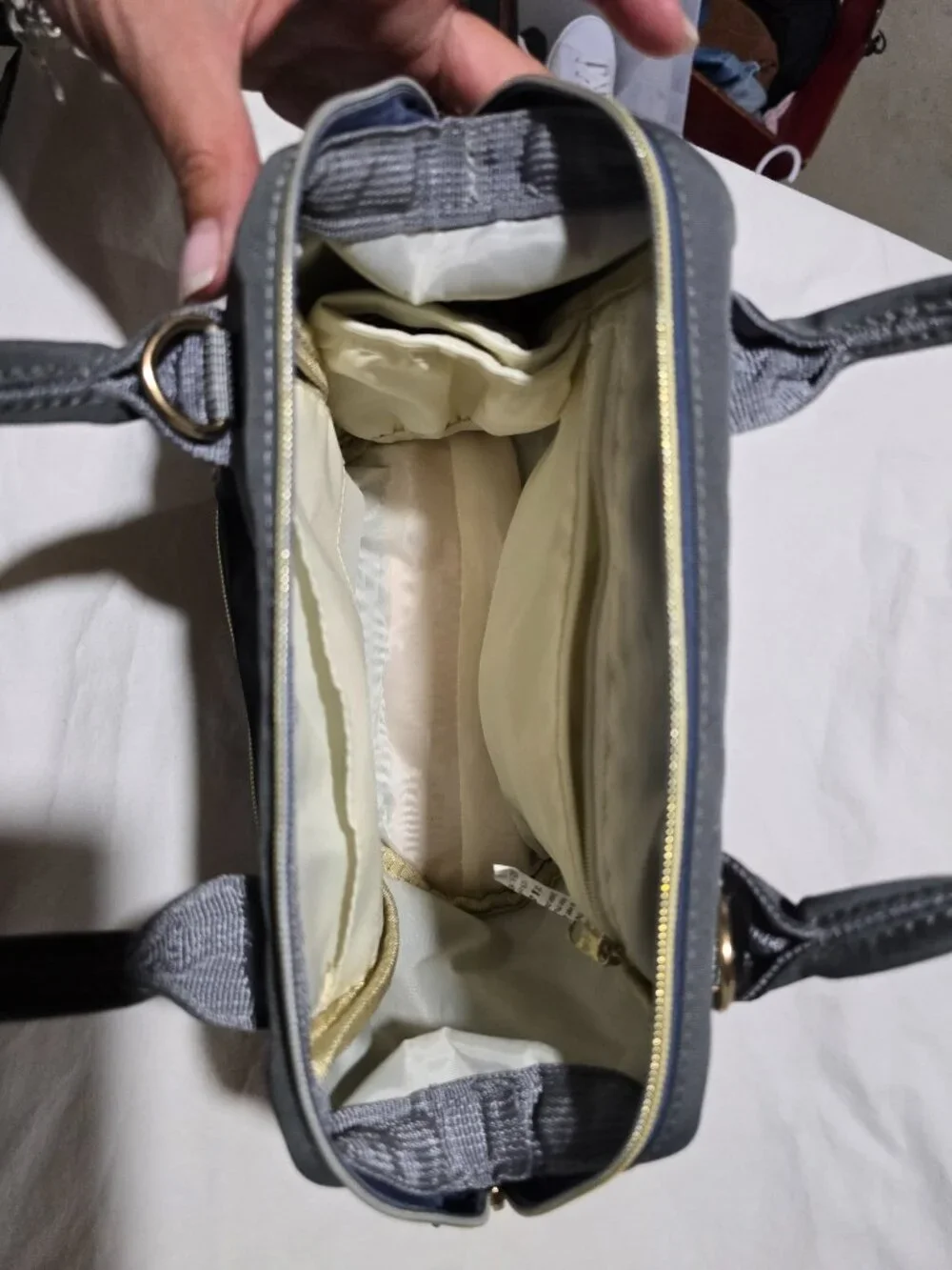 Lequeen Gray Canvas Diaper Bag Mini Backpack Tote Maternity Baby Nappy Bag